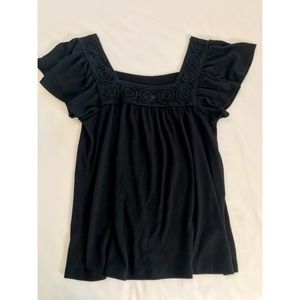 Old Navy Black Blouse with Neckline Detail